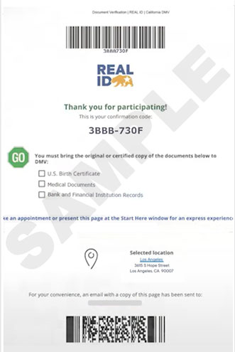 Sample Confirmation Code