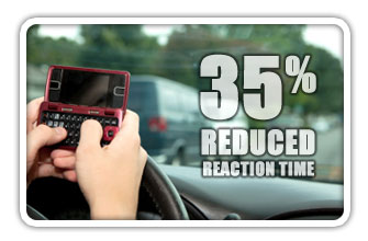 Texting while driving slows reaction times.