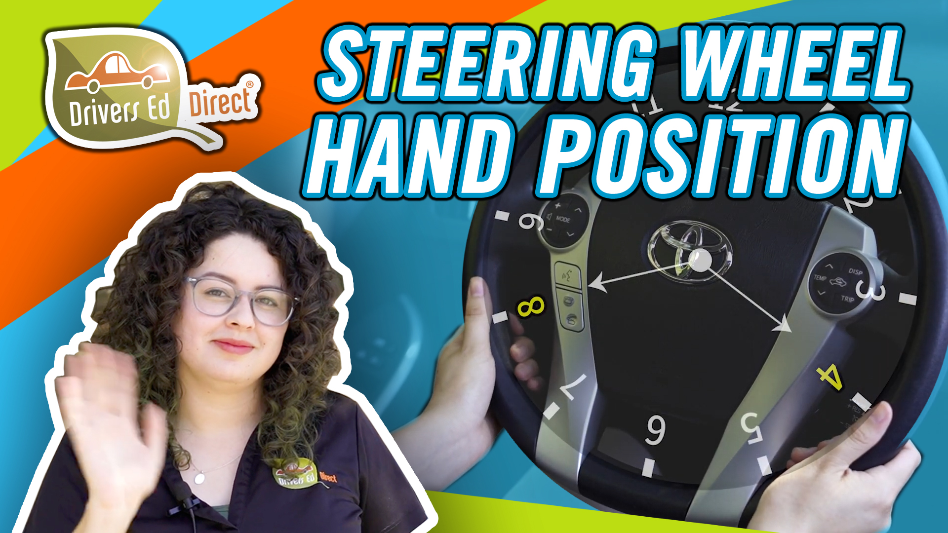 Hand Positioning on the Steering Wheel 10 and 2, 9 and 3, 8 and 4